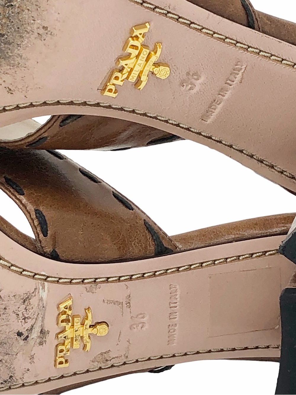Prada Brown Leather Buckle Mule Heels Sandals Size 36 Italy - Picture 8 of 9